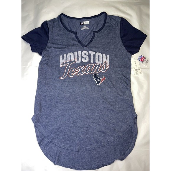 NFL Houston Texans Women's Smart Decision Notch Neck Blue Short Sleeve T-Shirt M - Picture 10 of 12